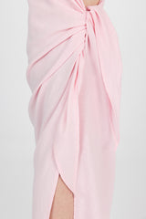 Ketenli Pembe Plaj Elbisesi