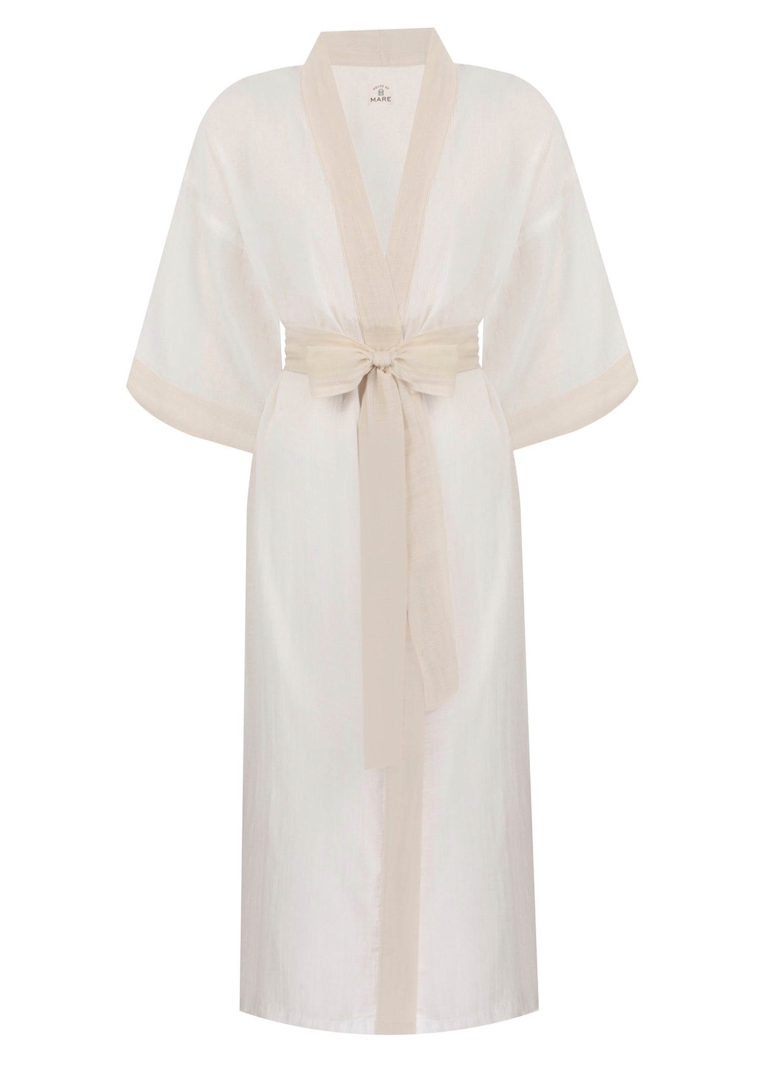 Uzun Müslin Kimono - Beyaz